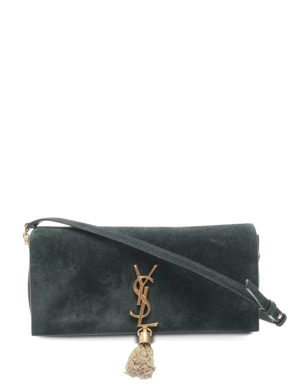 Pre-owned Saint Laurent 2019 Kate Suede Shoulder Bag In Green