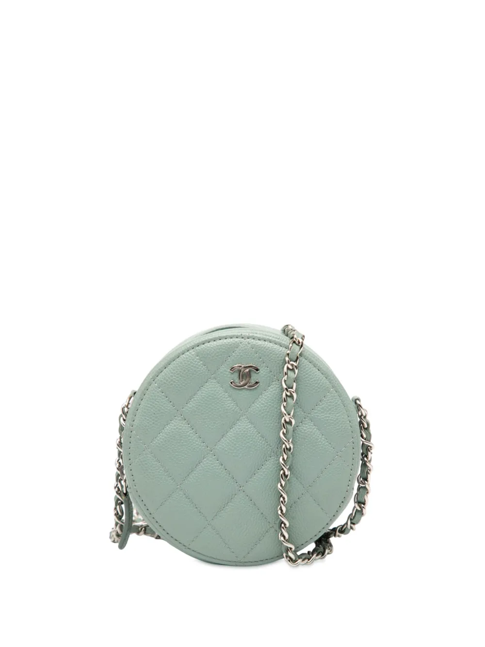 CHANEL Pre-Owned 2020 CC Quilted Caviar Round Clutch With Chain crossbody bag | Blue | Image 1