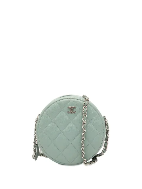 CHANEL Pre-Owned bolsa crossbody CC Quilted Caviar Round Clutch With Chain 2020