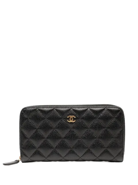 CHANEL Pre-Owned 2021 CC Quilted Caviar Zip Around Wallet long wallets