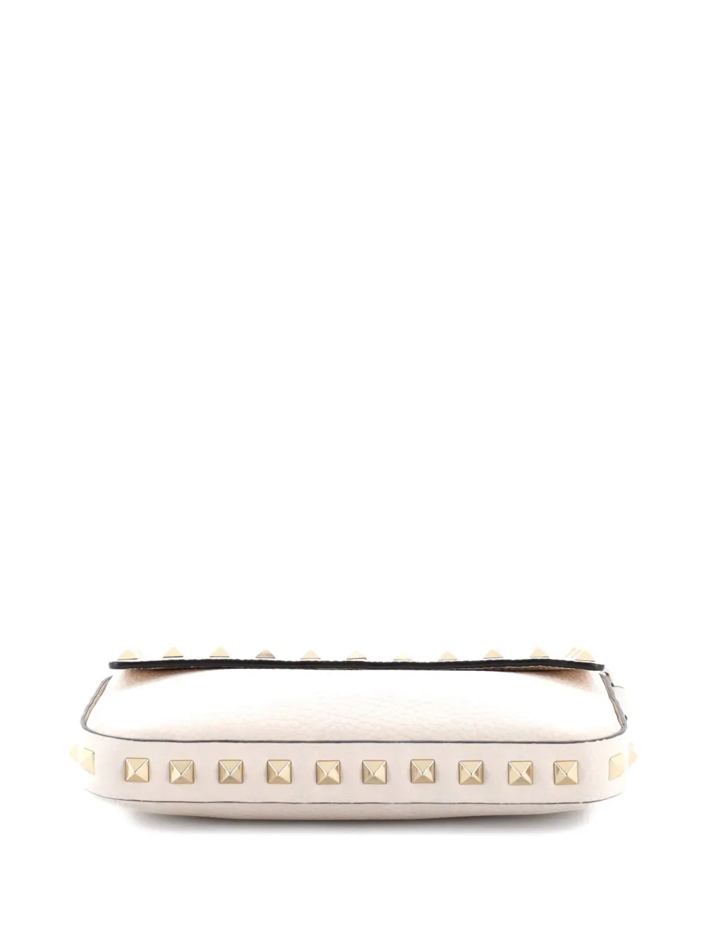 VALENTINO GARAVANI Pre-owned Rockstud Top Handle Pouch Leather Mini Crossbody Bag In Neutral