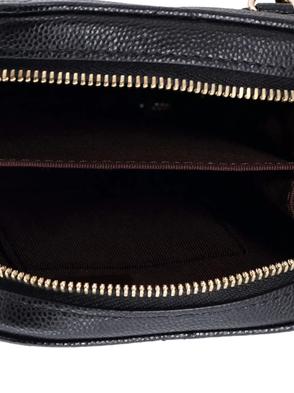 Pre-owned Chanel Zip Around Phone Case With Chain Quilted Caviar Crossbody Bag In Black