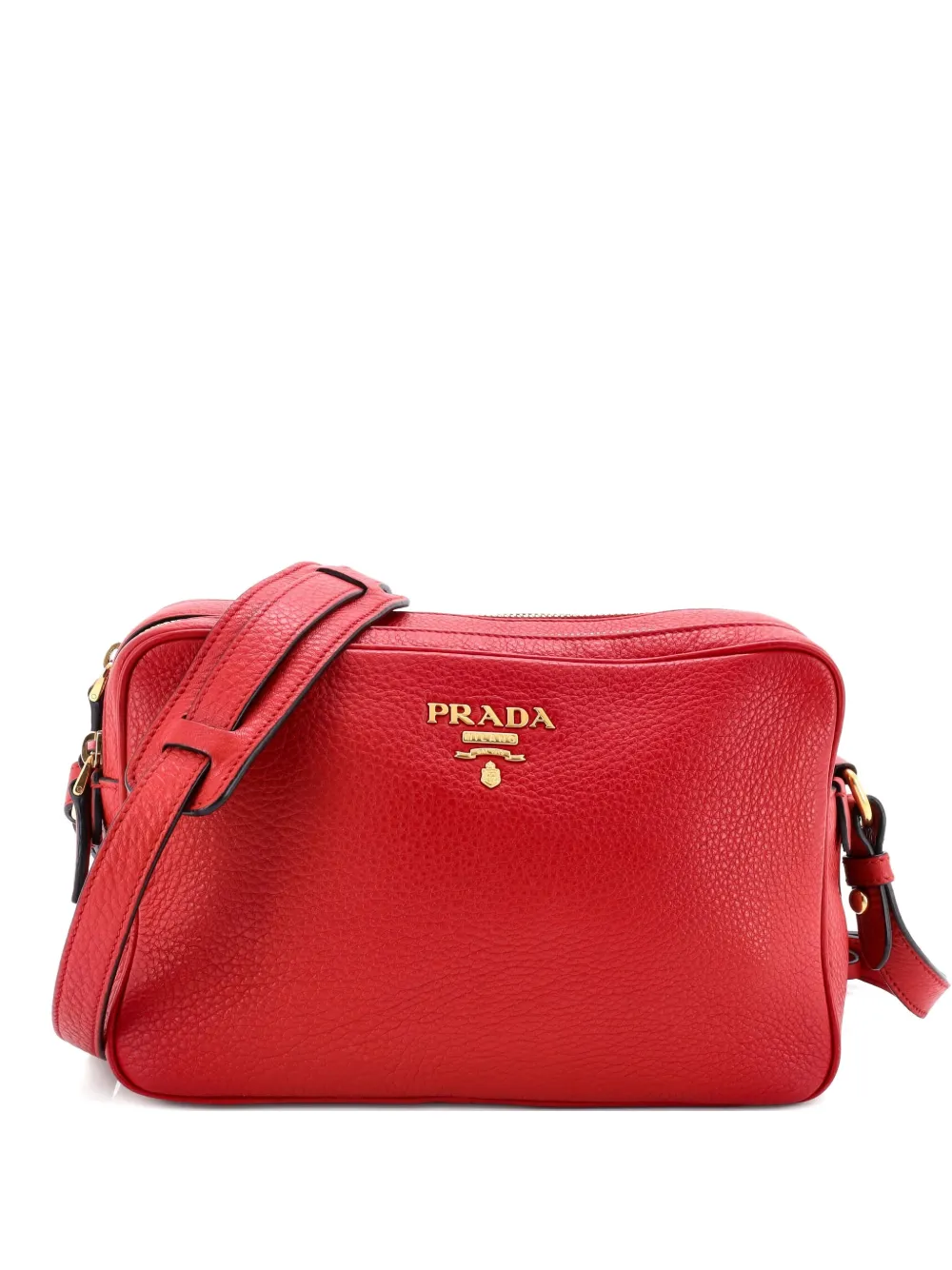 Prada Pre-Owned Double Zip Camera Bag Vitello Phenix Medium crossbody bag | Red | Image 1
