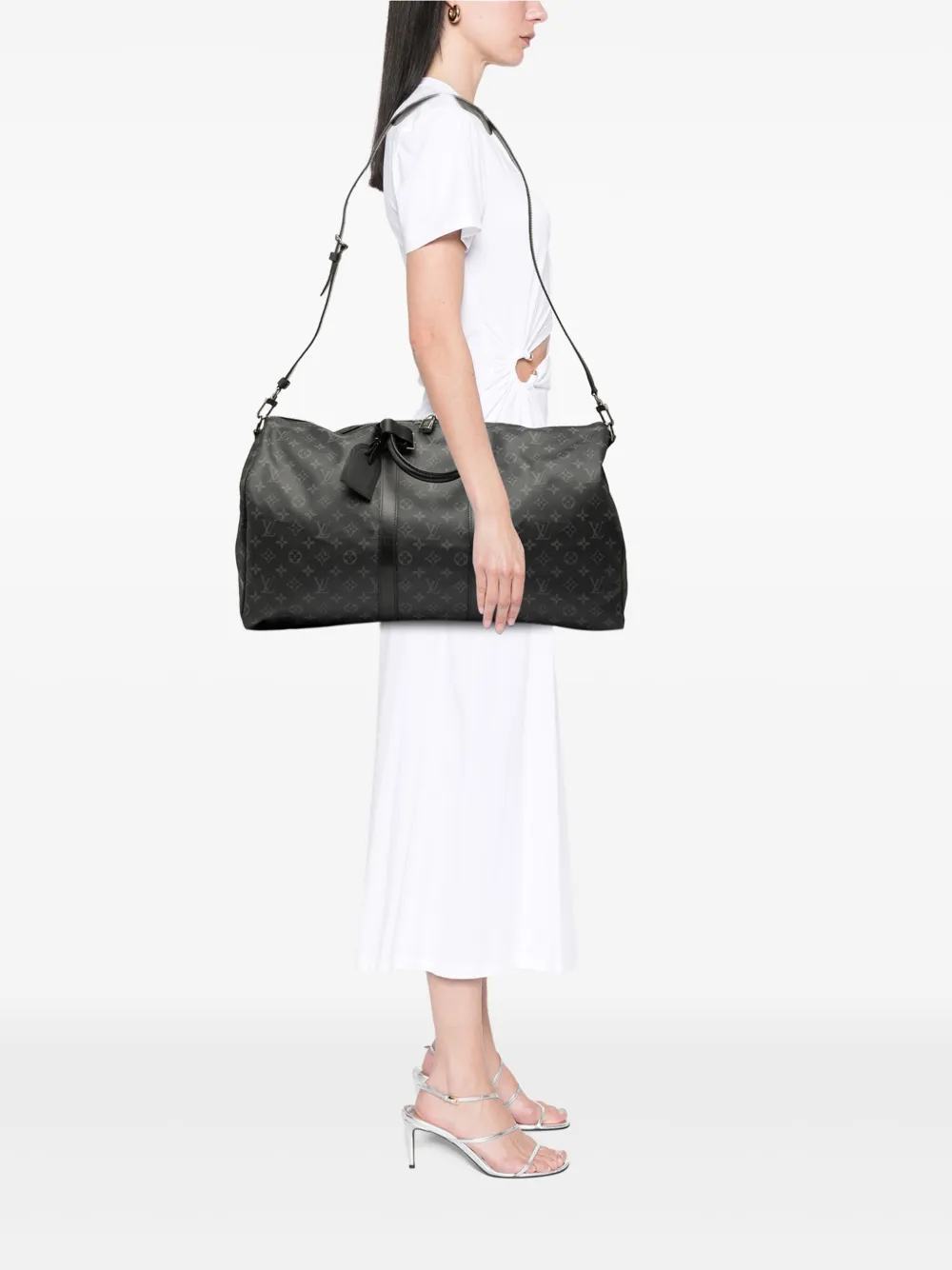 Louis Vuitton Pre-Owned bolsa de viaje Monogram Eclipse Keepall Bandouliere 55 2019 | Estilos de archivo | Image 2