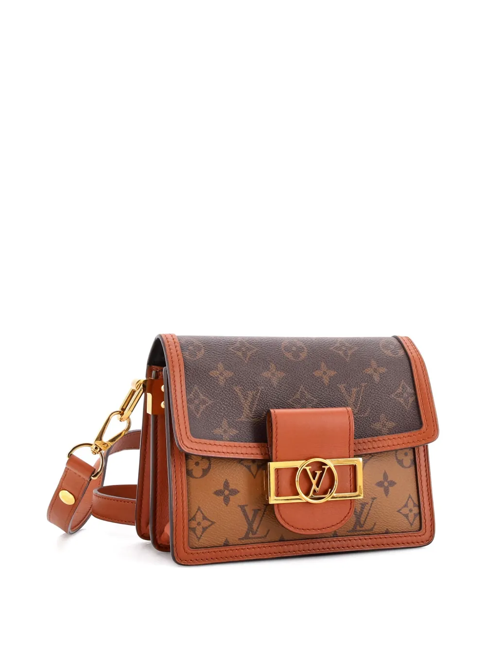 Pre-owned Louis Vuitton Dauphine Shoulder Bag Reverse Monogram Canvas Mini Crossbody Bag In Brown