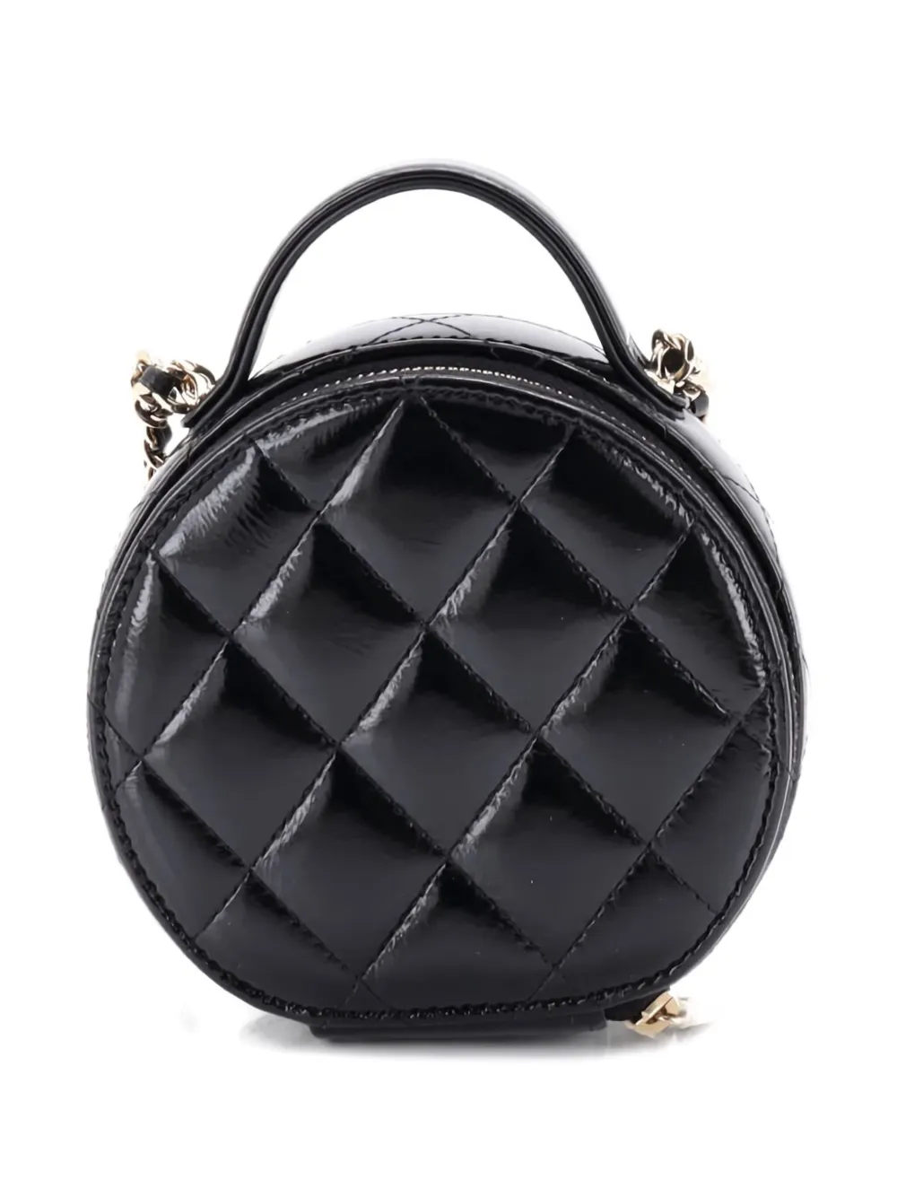 CHANEL Pre-Owned Handle with Care Round Vanity Case with Chain Quilted Lambskin Small crossbody bag | Pre-Owned | Image 2