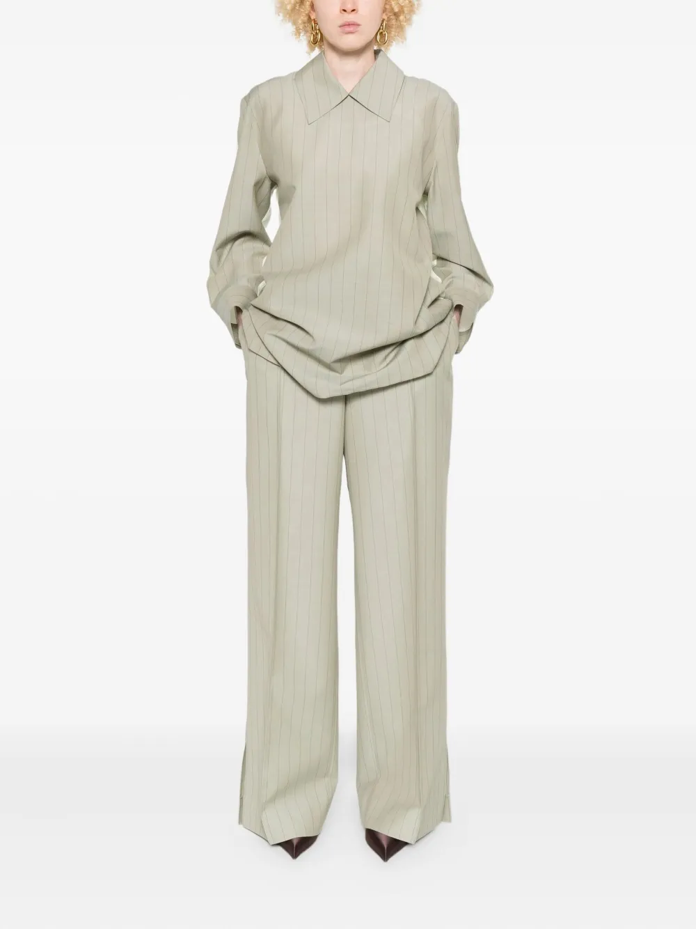 Jil Sander Pinstripe-pattern Blouse In Neutral