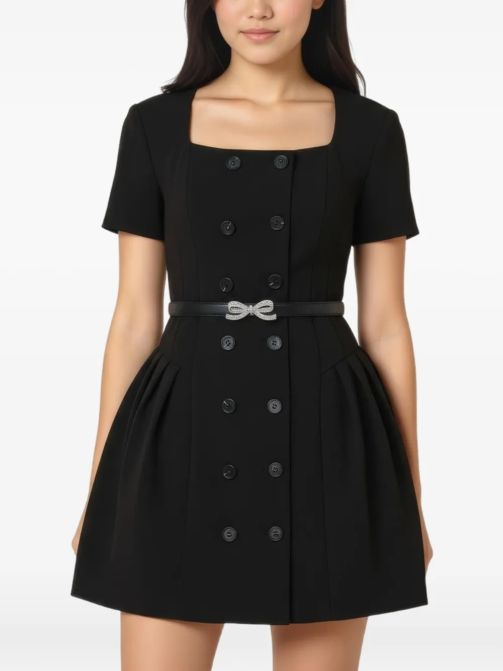Self-Portrait belted mini dress - Zwart