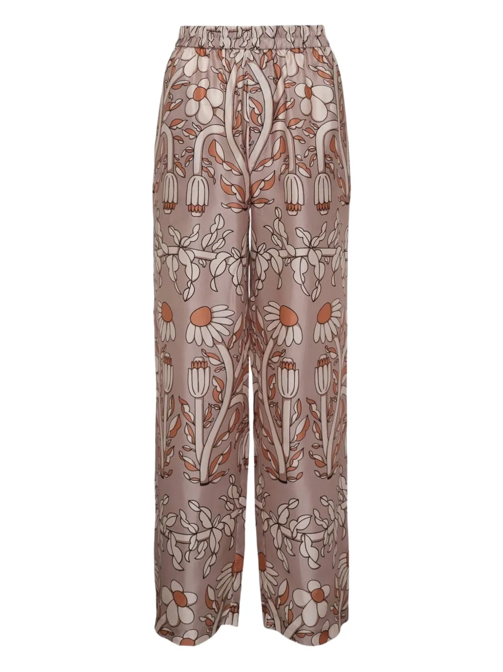 Biyan Zijden broek met print - Beige