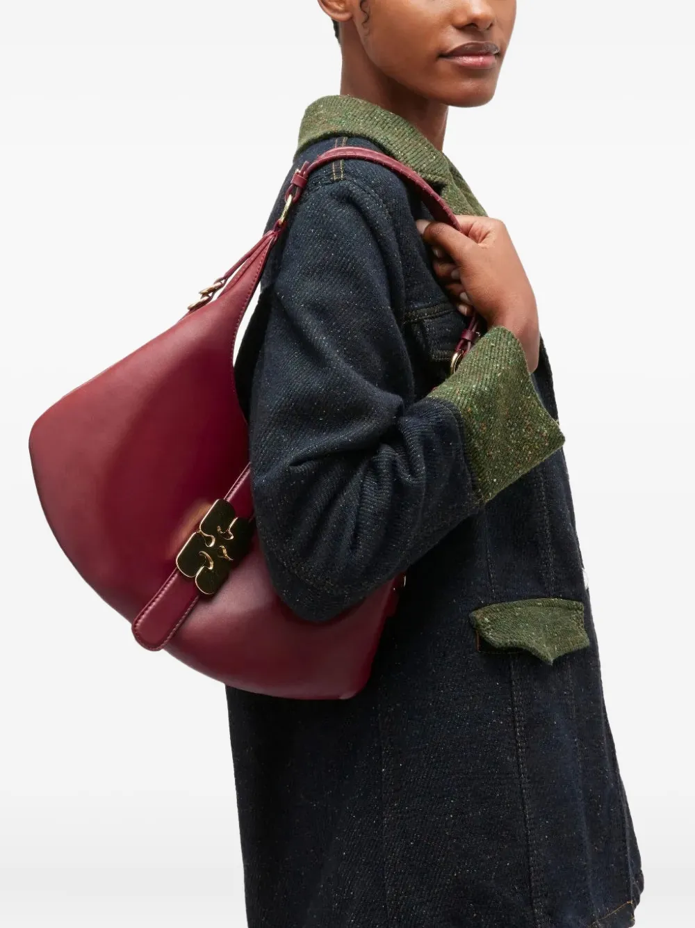 GANNI Kat buckle-detail small bag - Rood