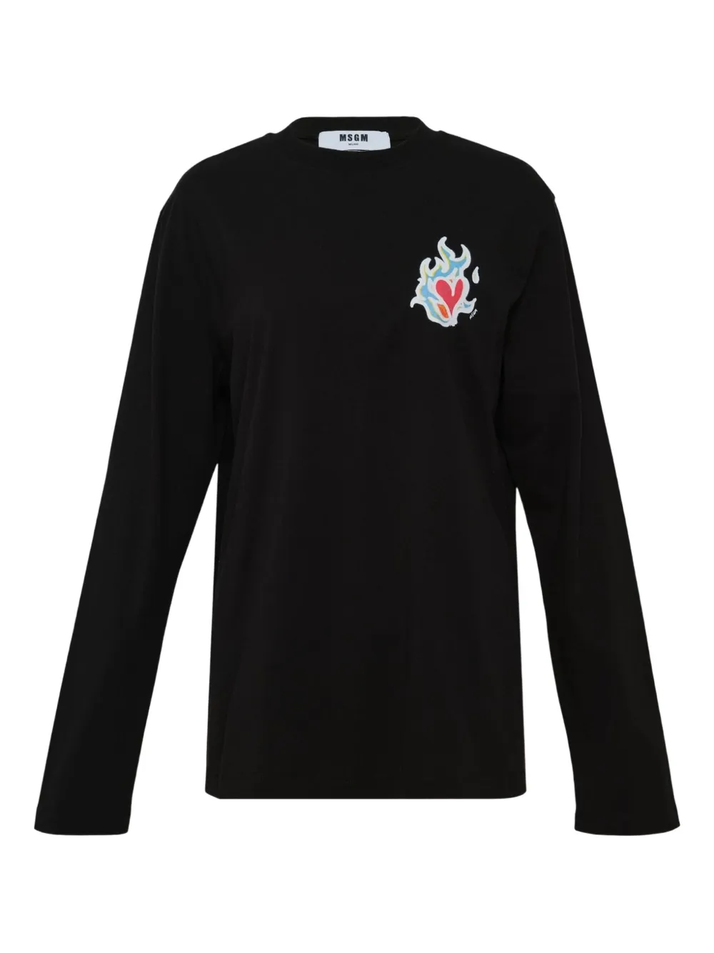 MSGM Top Love a maniche lunghe con logo - Nero