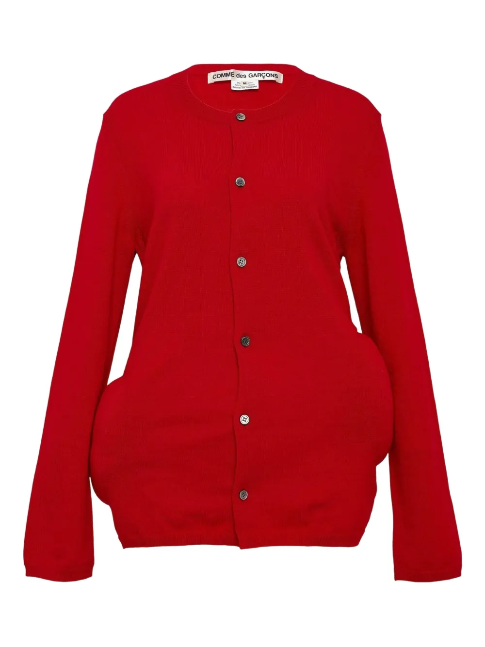 Comme Des Garçons Filling Worsted Wool Cardigan In Red
