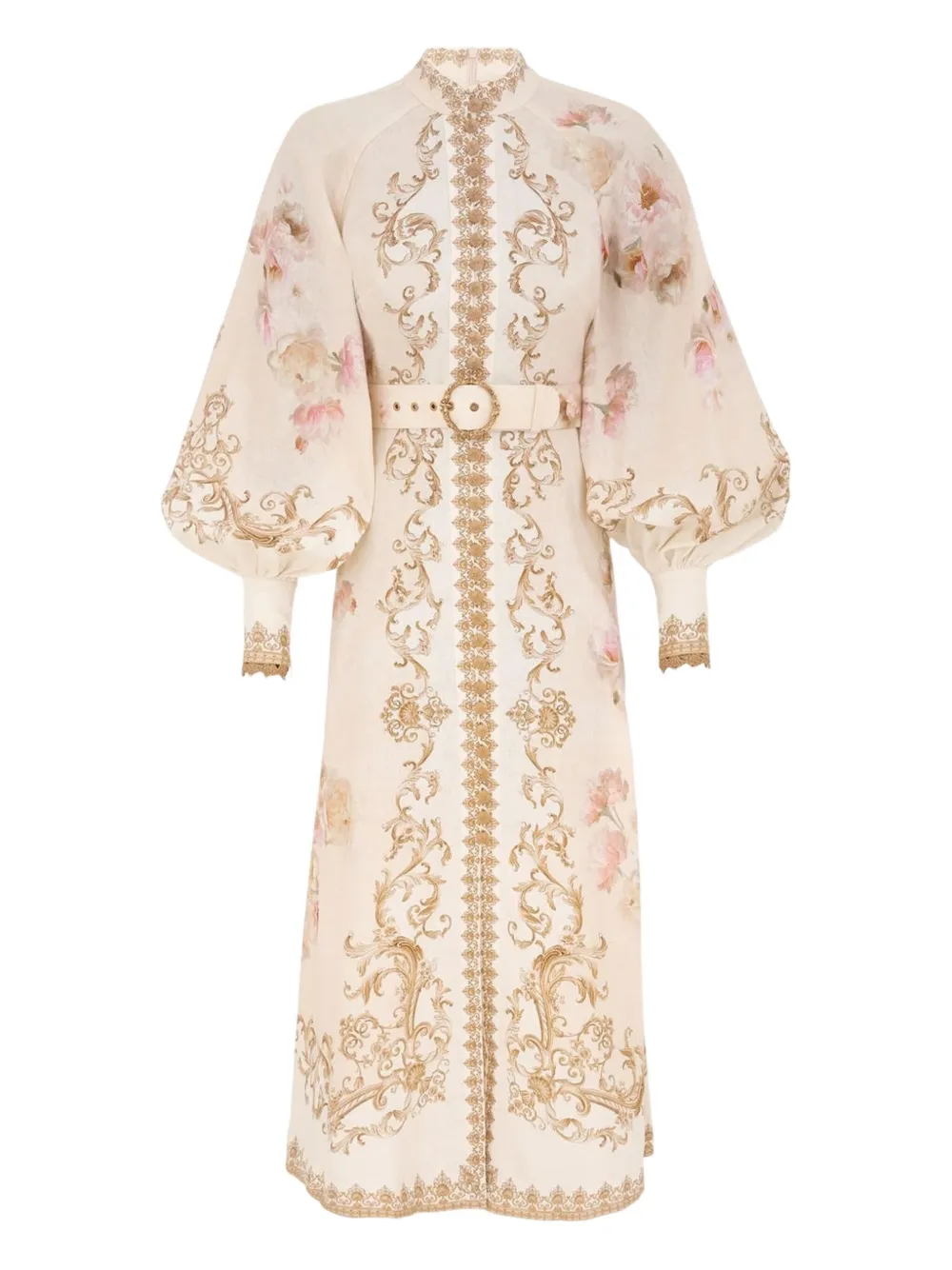 Zimmermann Buttoned Hypnotic Midi Dress In Neutral