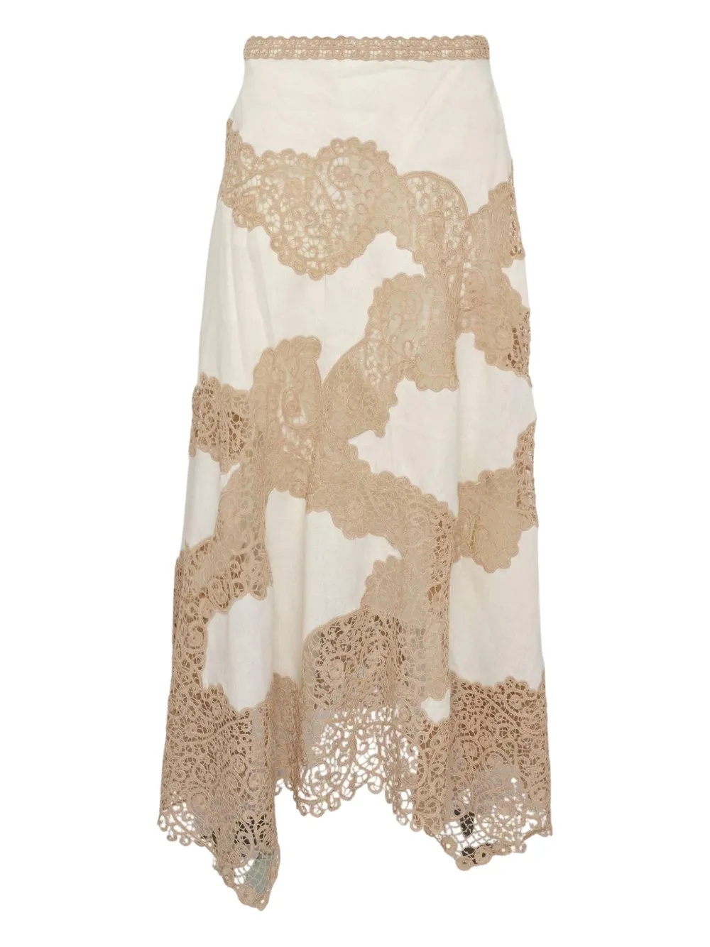 Ulla Johnson Omila lace handkerchief midi skirt - Beige