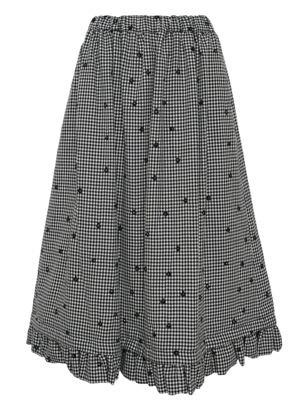 Comme Des Garcons Girl Polka-dot Ruffled Midi Skirt In Gray
