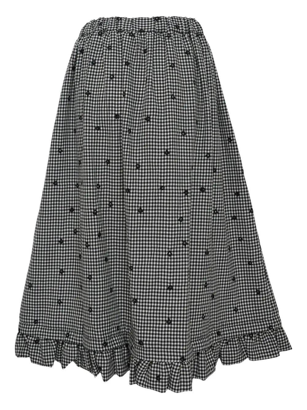 Comme Des Garçons Girl polka-dot ruffled midi skirt - Wit