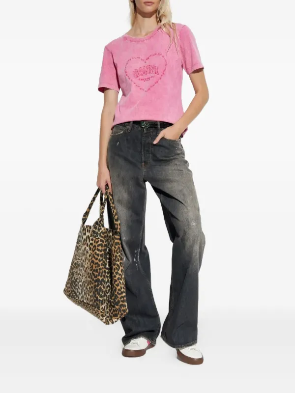 GANNI ハート Tシャツ | ピンク | FARFETCH JP