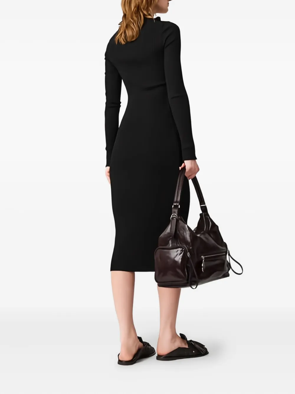 Stella McCartney ribbed midi dress - Zwart