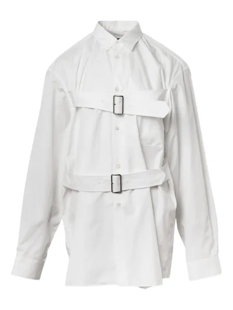 Black Comme Des Garçons long-sleeve buckled cotton shirt