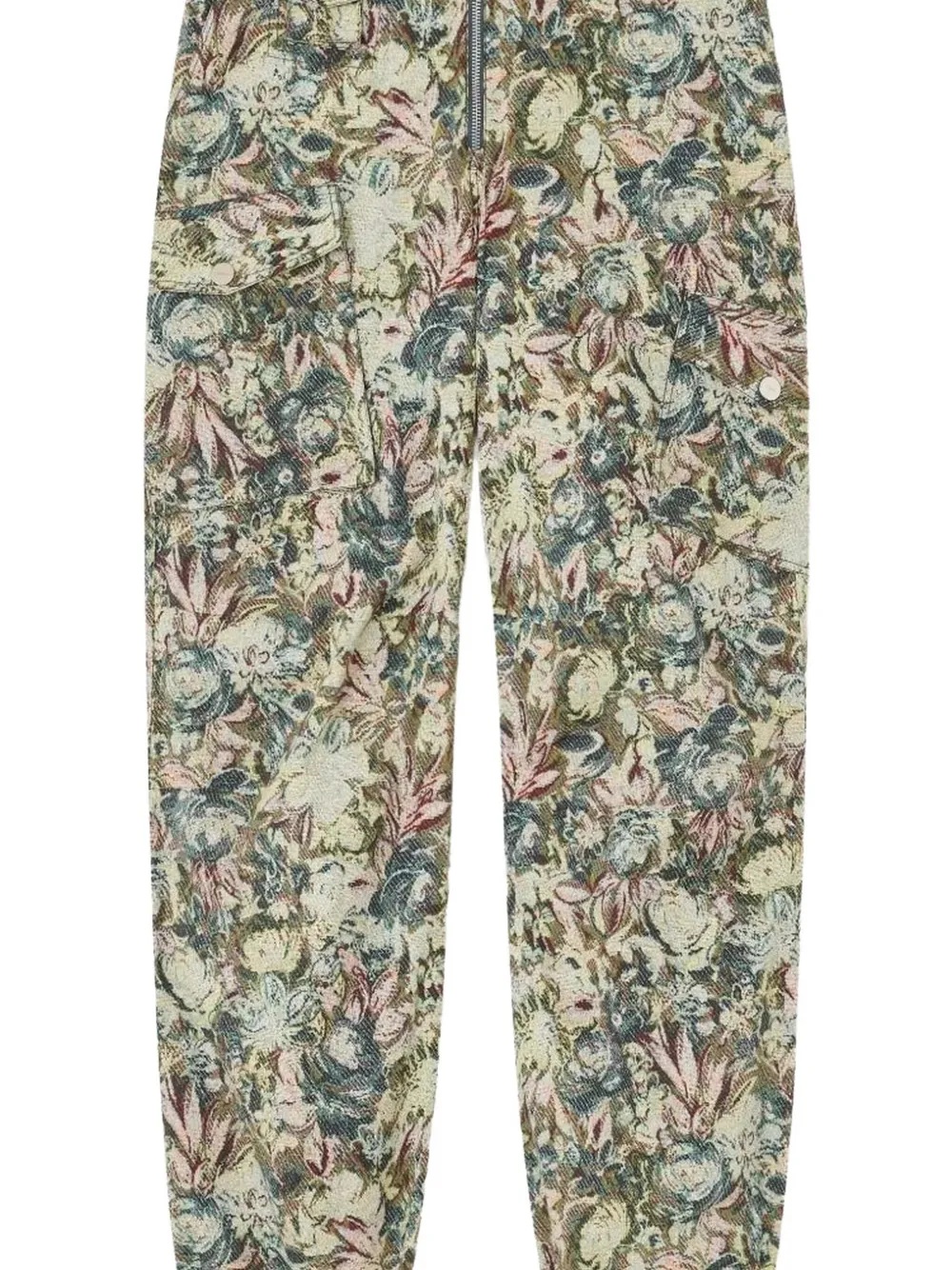 GANNI Tapestry floral-pattern flared trousers - Beige