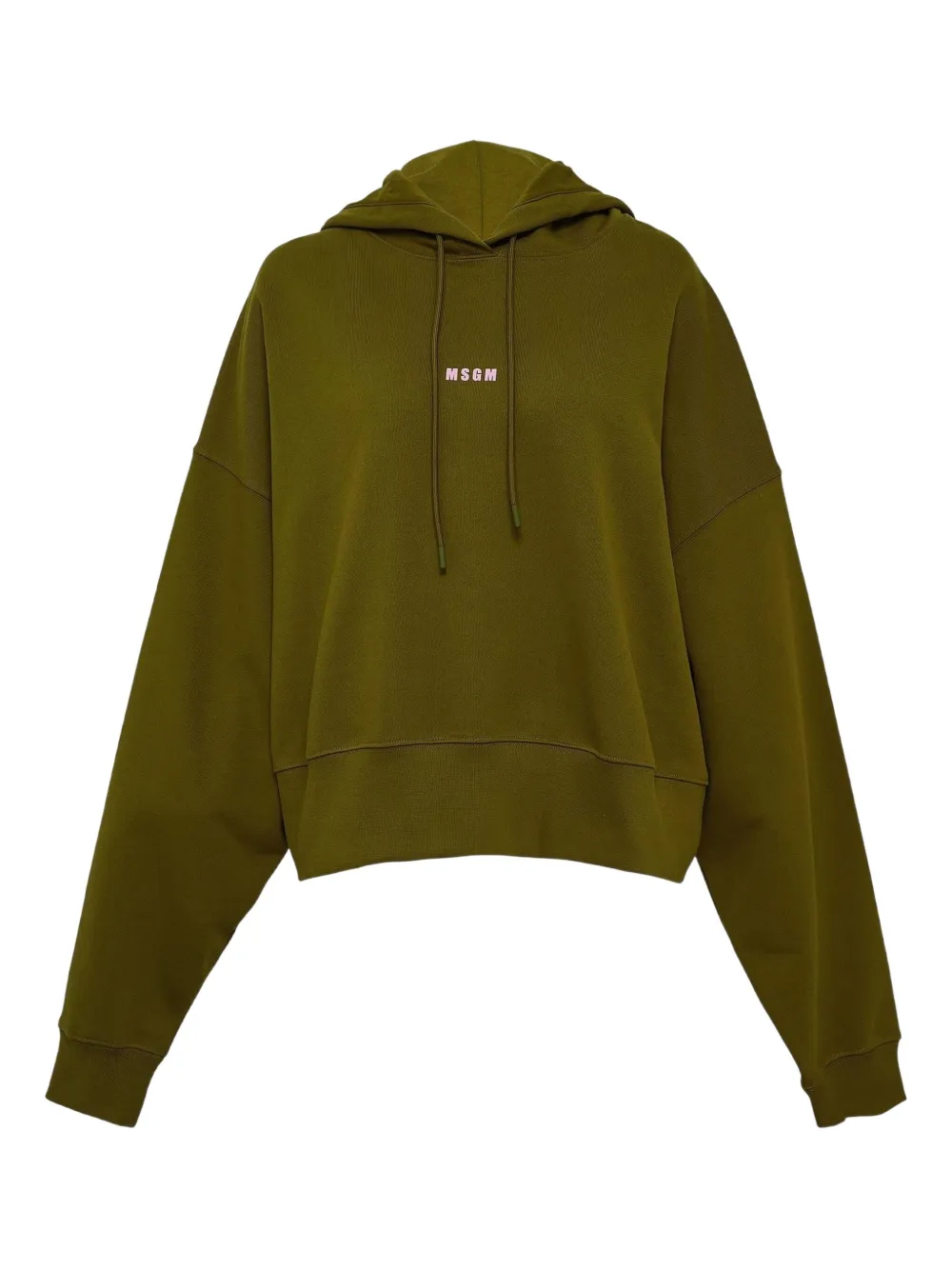 Msgm Logo-print Hoodie In Green