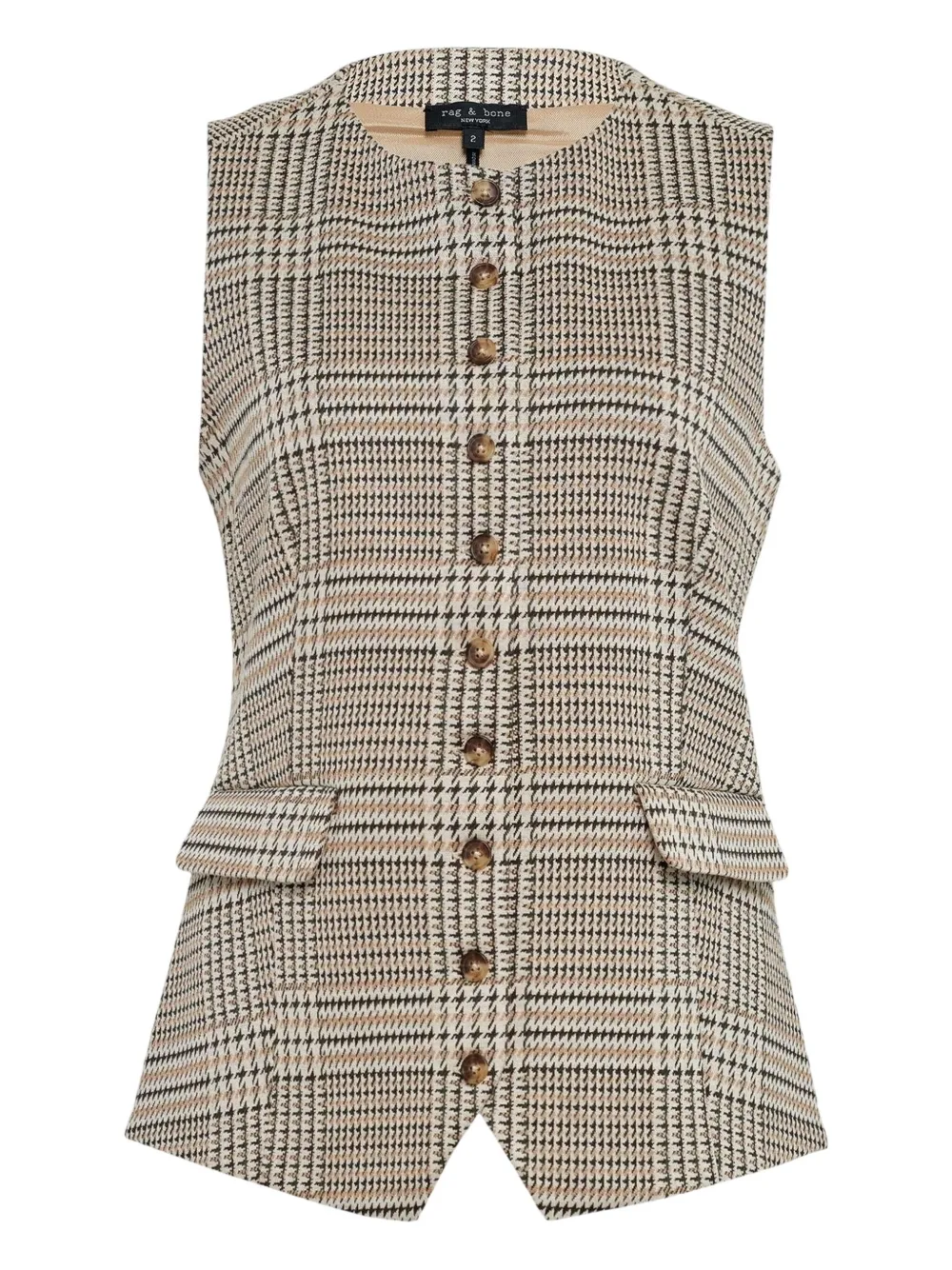 rag & bone Irina Ponte check waistcoat | Neutrals | Image 1
