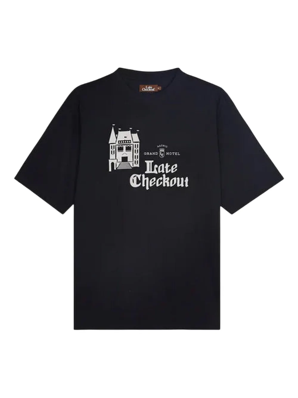 Late Checkout Black Hotel-logo T-shirt In Black