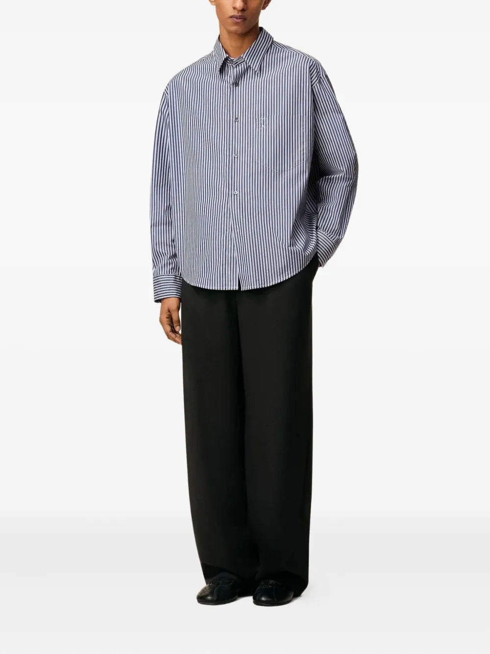 AMI Paris Ami de Coeur striped shirt - Blauw