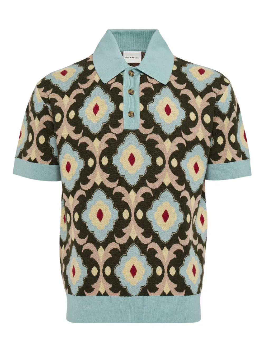 Drôle De Monsieur Poloshirt met geometrische print Bruin