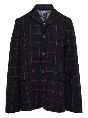 BLACK COMME des GARÇONS チェックジャケット M Black Comme Des Garçons ステッチディテール レザージャケット