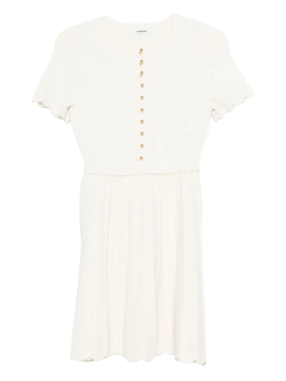 SANDRO Abito corto con orlo a smerlo - Toni neutri