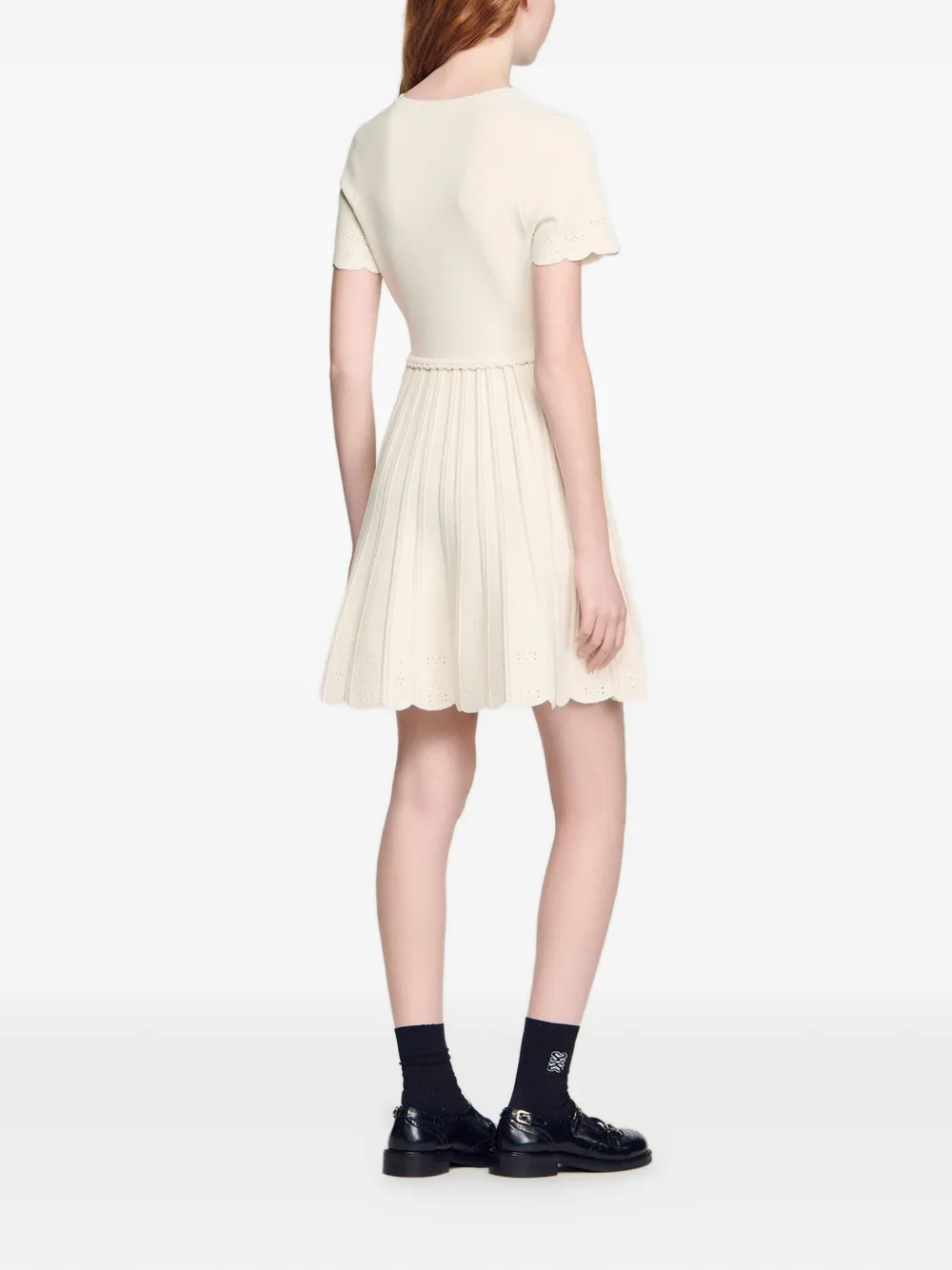 SANDRO Gewelfde mini-jurk met knopen Beige