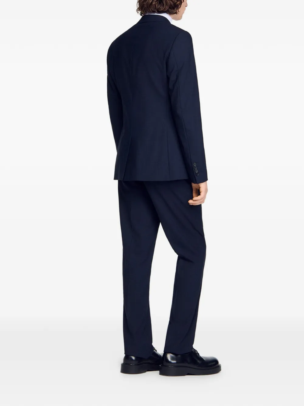  Sandro Blazer Micro Check Con Botones - Negro 