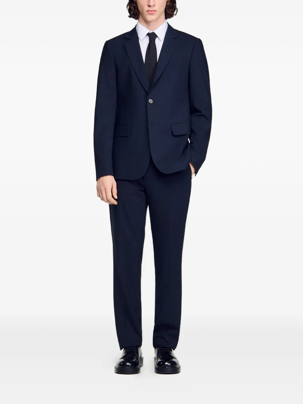 Sandro Blazer Micro Check Con Botones - Negro 
