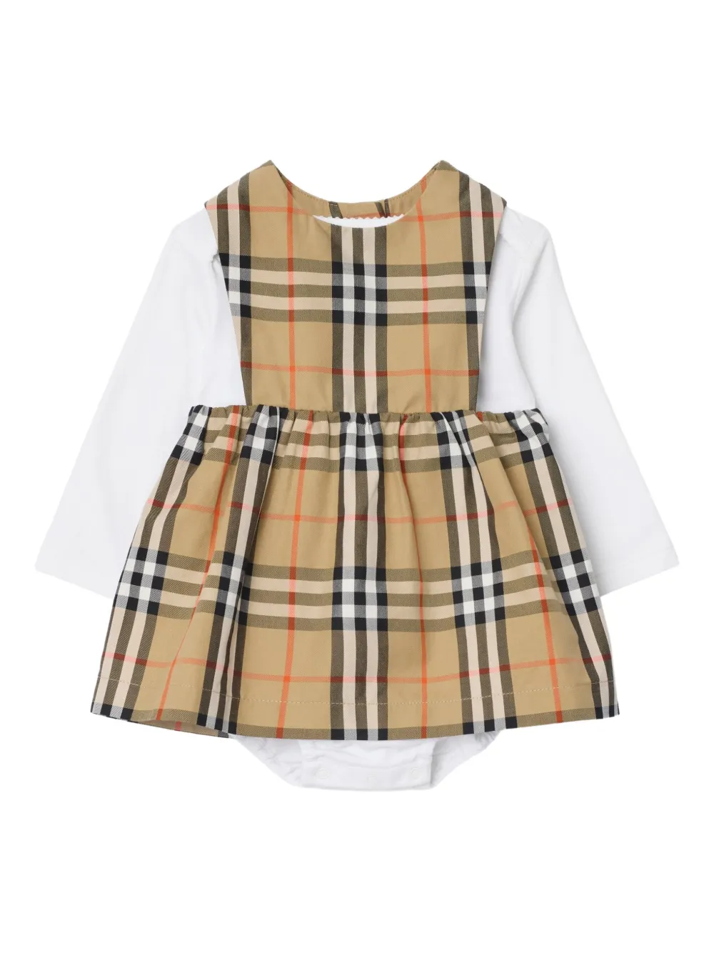 Burberry Kids embroidered check three-piece baby gift set - Nude