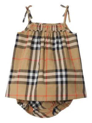 Burberry Kids チェック ポプリンワンピース | ニュートラル | FARFETCH JP
