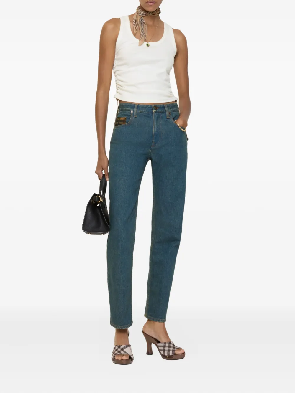 Burberry Straight-leg-jeans Mit Logo-patch In Blue