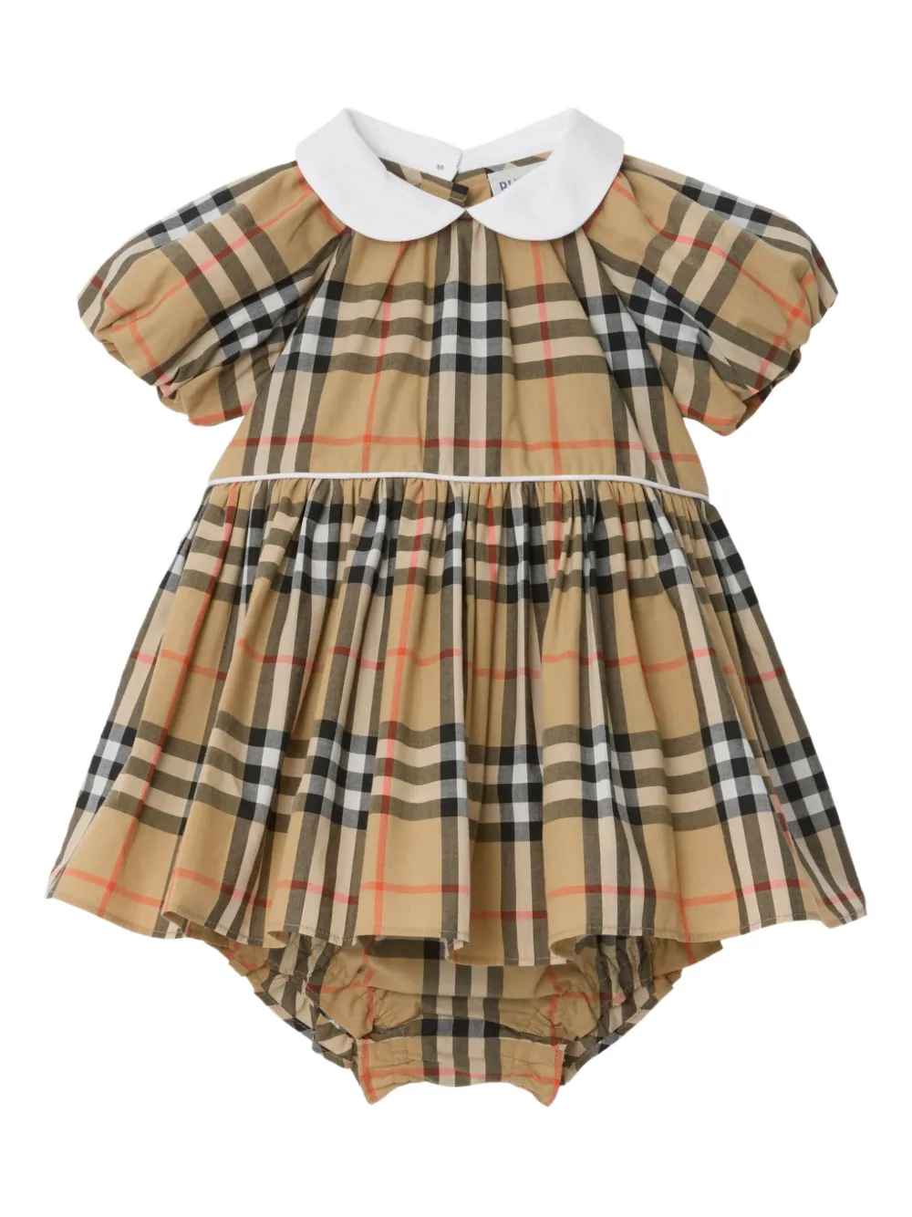 Burberry Kids Kariertes Kleid-Set mit Bubikragen - Nude
