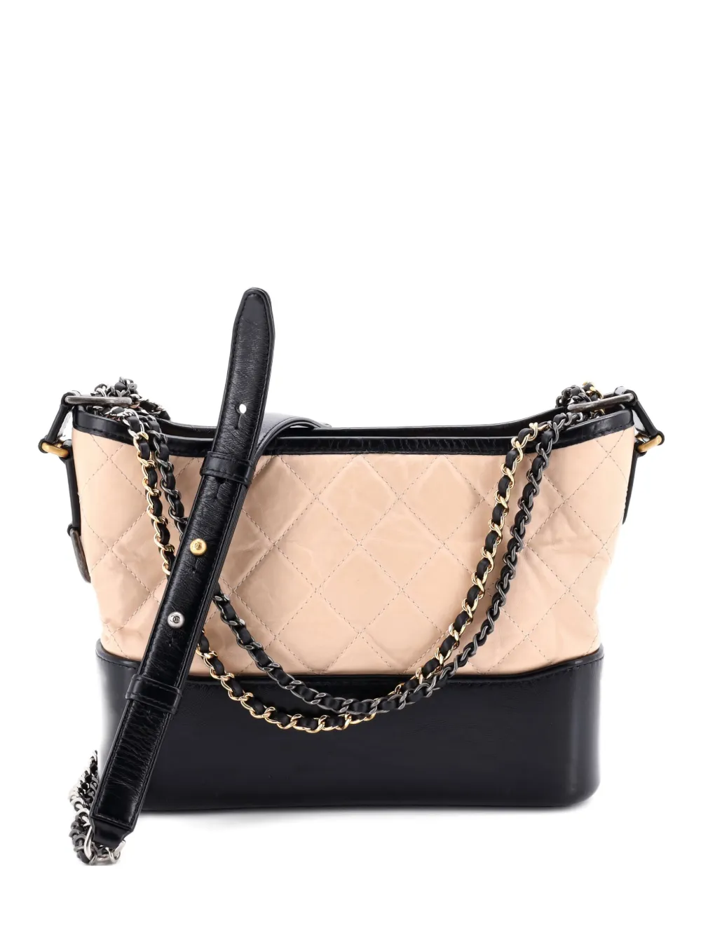 CHANEL Pre-Owned Gabrielle with Logo Handle Quilted Aged Calfskin