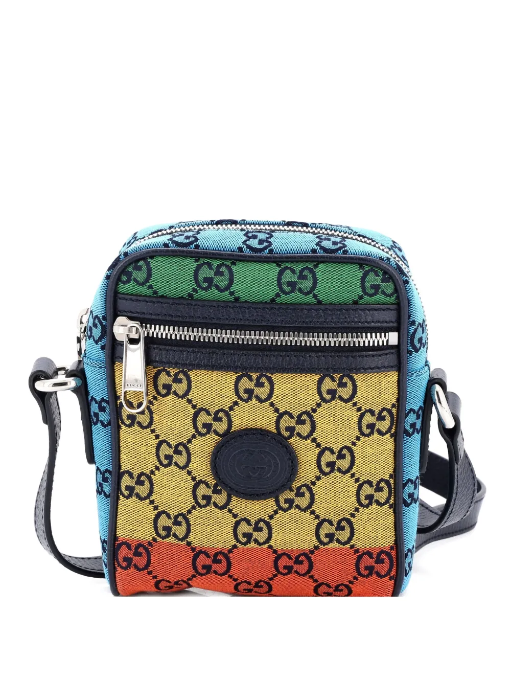 Gucci Pre-Owned Interlocking G Patch Zip Messenger Bag Multicolor GG