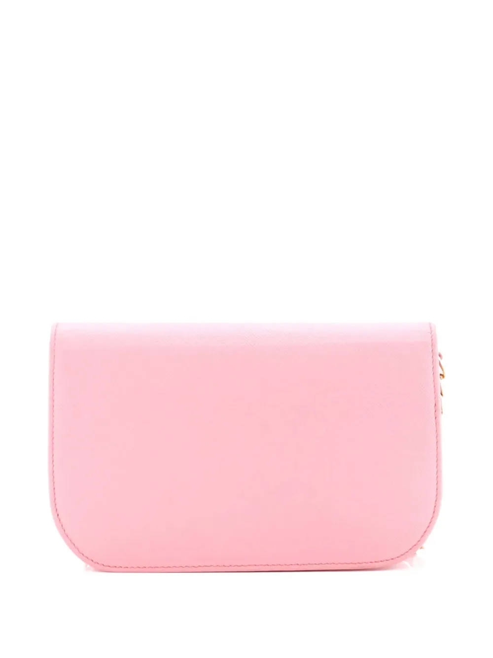 Pre-owned Prada Convertible Flap Clutch Saffiano Leather Small Crossbody Bag In Pink
