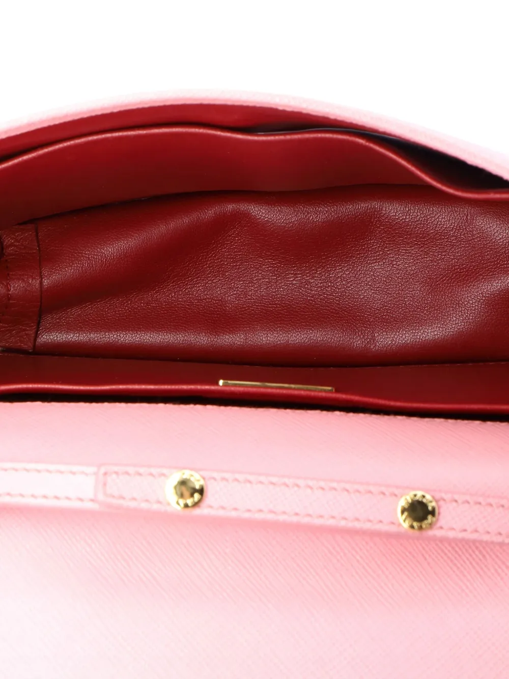 Pre-owned Prada Convertible Flap Clutch Saffiano Leather Small Crossbody Bag In Pink