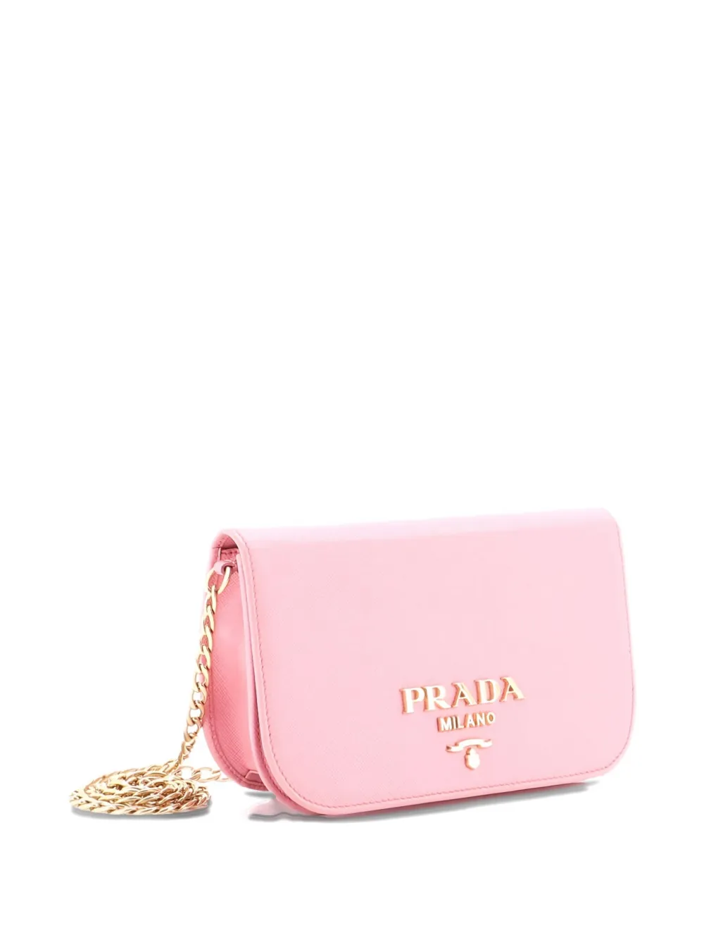 Pre-owned Prada Convertible Flap Clutch Saffiano Leather Small Crossbody Bag In Pink