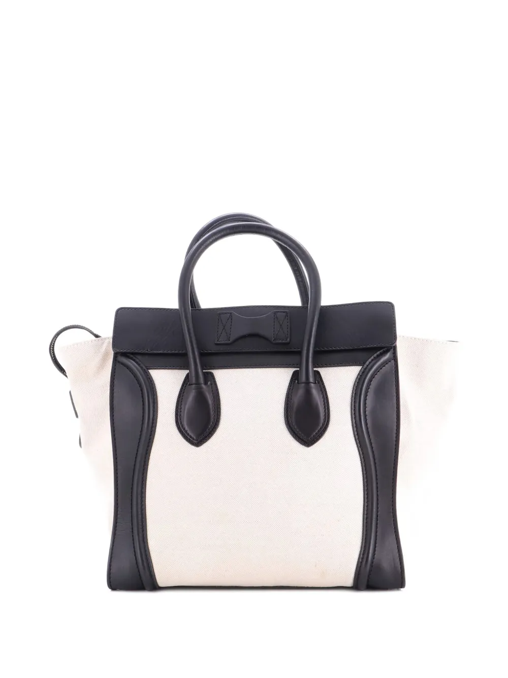 Pre-owned Celine Luggage Bag Canvas And Leather Mini Satchel In Neutral