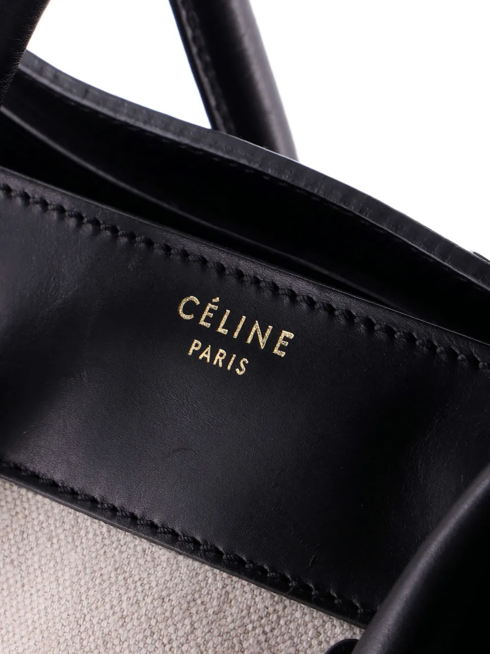 Pre-owned Celine Luggage Bag Canvas And Leather Mini Satchel In Neutral