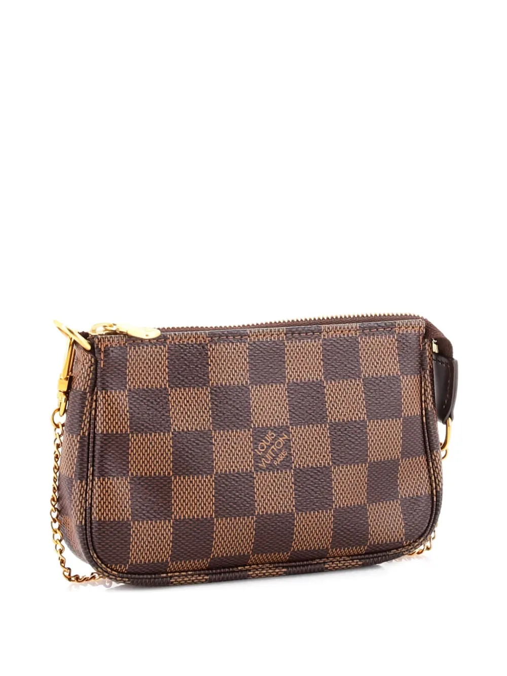 Pre-owned Louis Vuitton Pochette Accessoires Damier Mini Clutch Bag In Brown