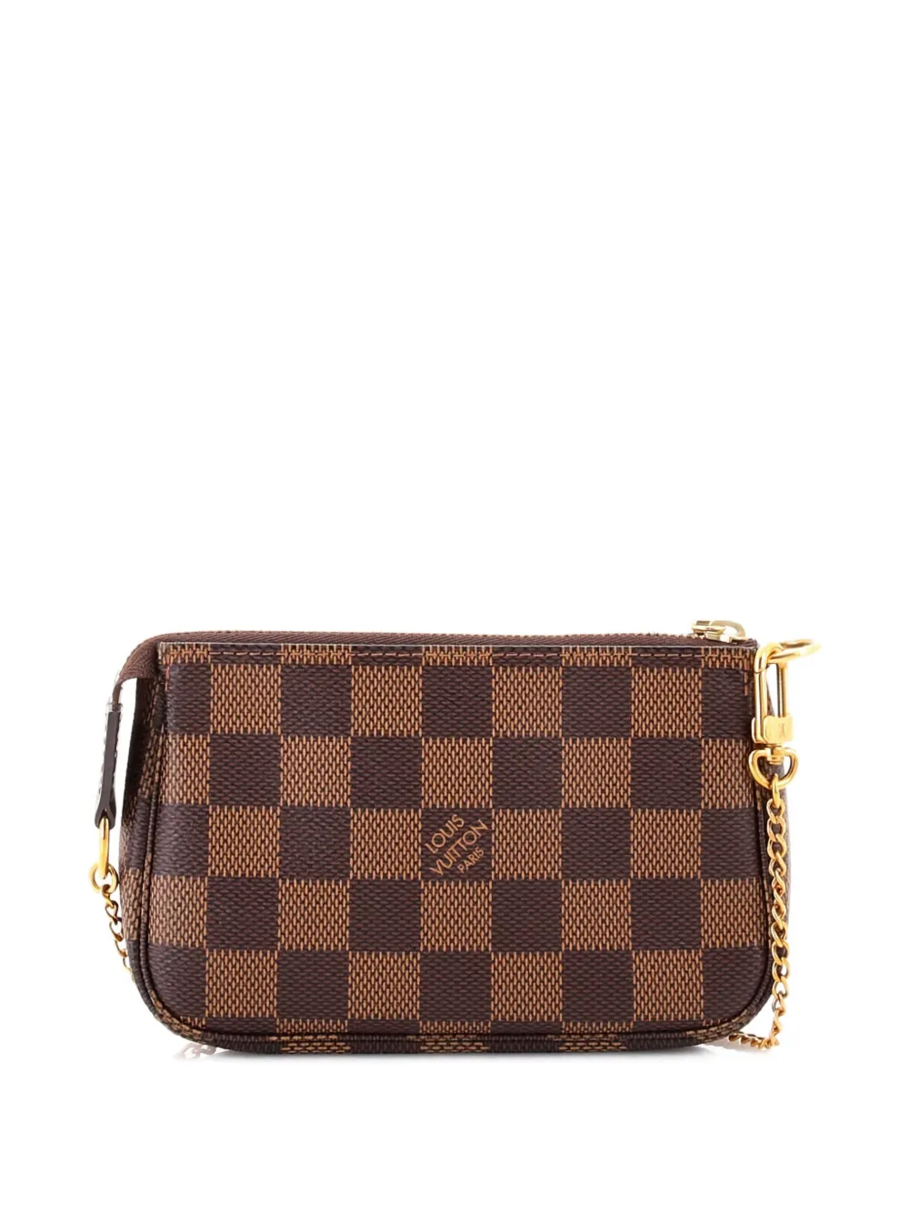 Pre-owned Louis Vuitton Pochette Accessoires Damier Mini Clutch Bag In Brown