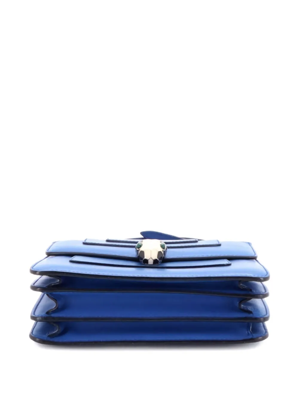 Pre-owned Bvlgari Serpenti Forever Top Handle Bag Leather Small Satchel In Blue