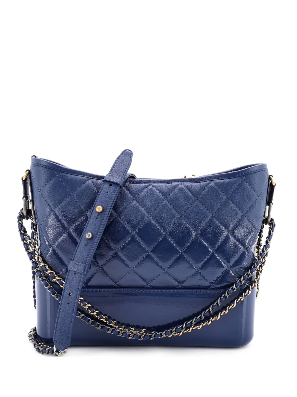 CHANEL Pre-Owned Gabrielle Quilted Goatskin and Patent Medium hobo bag