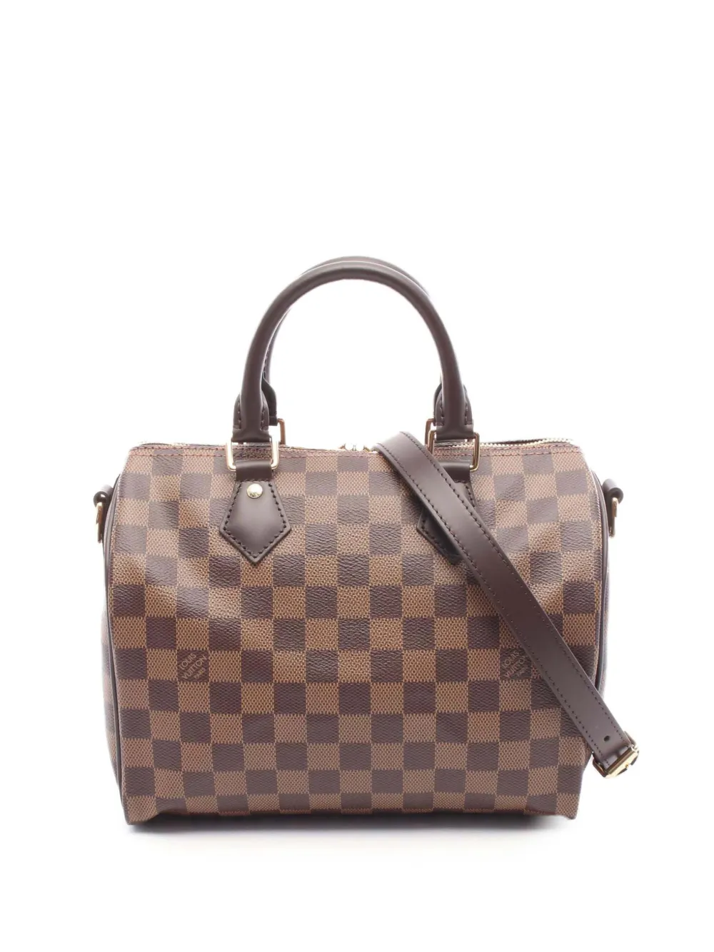 Pre-owned Louis Vuitton 2021-2025 Damier Ebene Speedy Bandouliere 25 Satchel In Brown